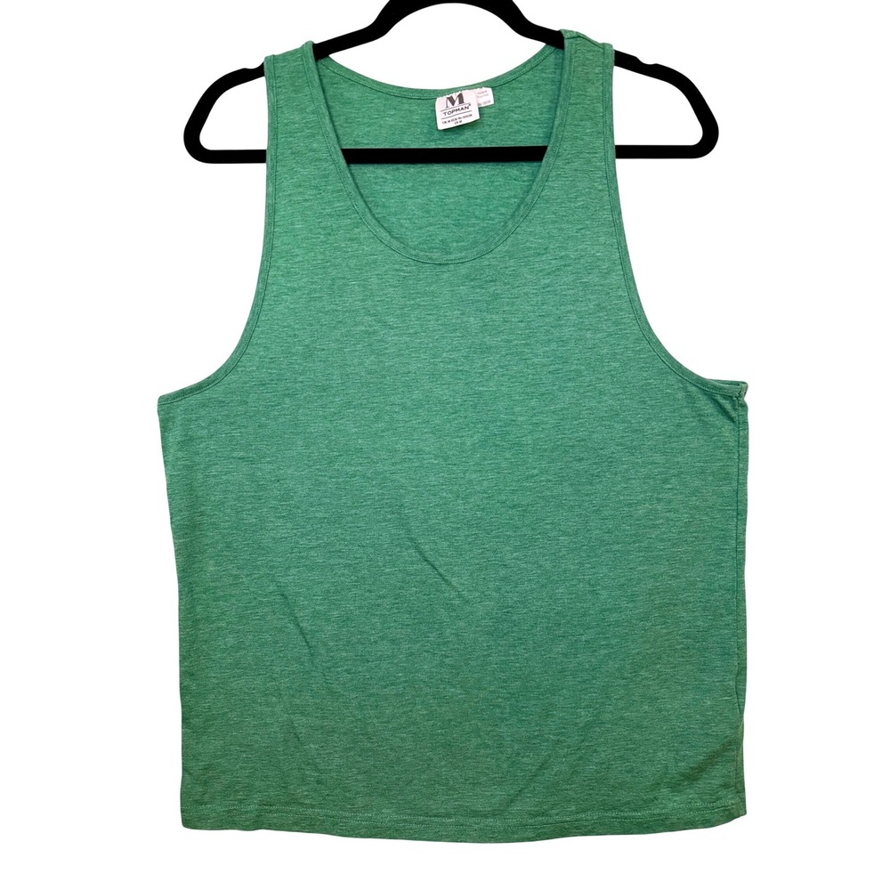 Topman Tank Top Mens Medium Green Excellent Heathered Scoop Neck Sleeveless